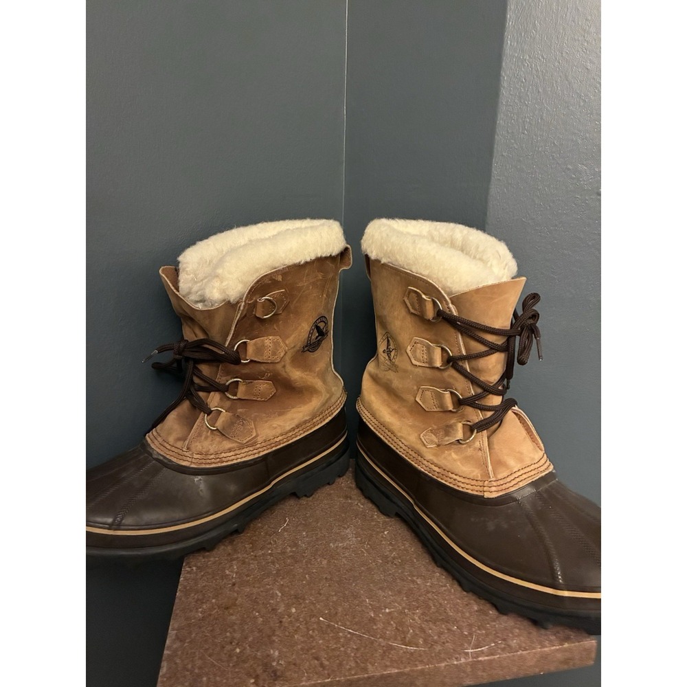 Vintage SOREL Caribou Duck Boots Men's Waterproof Leather Winter Snow Shearlined